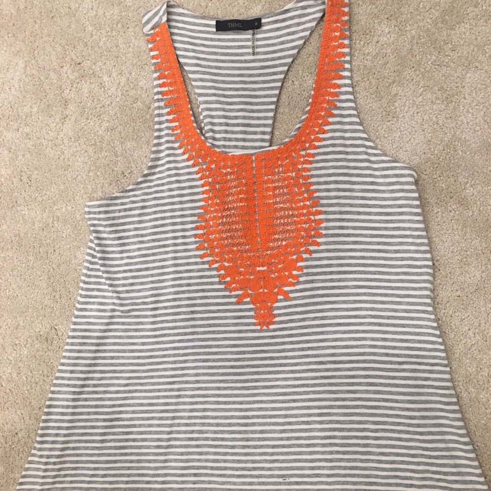 THML gray and white striped tank